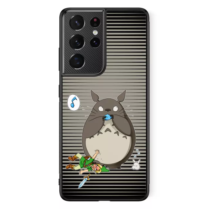 Estojo Samsung Galaxy S21 Ultra Paródia Zelda Link e Totoro