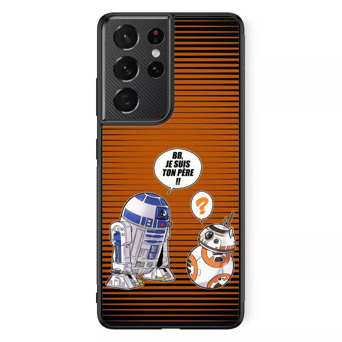 Coque pour téléphone portable Samsung Galaxy S21 Ultra Parodie Star Wars BB, je suis ton père (SD Edition) - R2-D2, BB-8