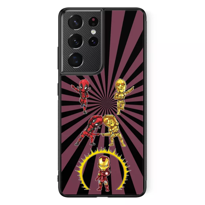 Funda para Samsung Galaxy S21 Ultra Parodia Star Wars Deadpool,C-3PO y Iron Man