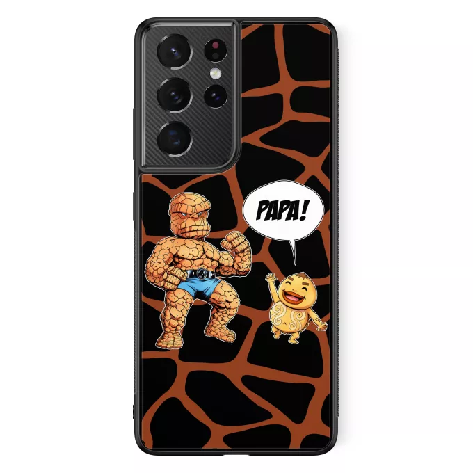 Coque pour téléphone portable Samsung Galaxy S21 Ultra Parodie Zelda Un papa solide comme un roc ! - La Chose des 4 Fantastiques et un Goron