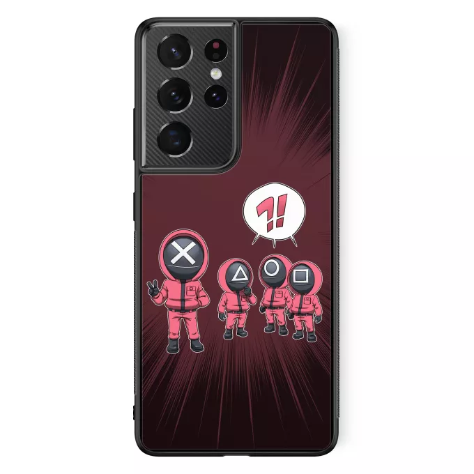Coque pour téléphone portable Samsung Galaxy S21 Ultra Parodie Squid Game Squid Gamer - Squid Game Pink Soldiers
