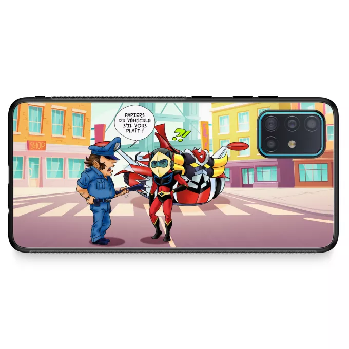 Coque pour téléphone portable Samsung Galaxy A51 5G Parodie Goldorak Papiers du véhicule s'il vous plaît ! - Actarus