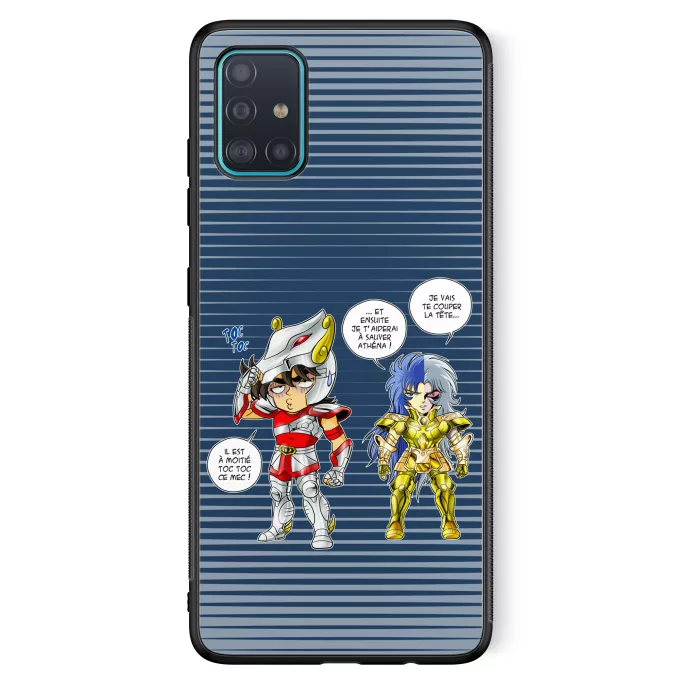 Coque pour téléphone portable Samsung Galaxy A51 5G Parodie Saint Seiya Une histoire de dingue... - Seiya de Pégase, Saga chevalier d'or des Gémeaux
