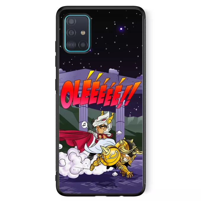 Fodral för Samsung Galaxy A51 5G Parodi Knights of the Zodiac Aldebaran av Taurus och Seiya av Pegasus