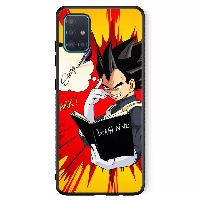 Coque pour téléphone portable Samsung Galaxy A51 5G Parodie Dragon Ball Super Une idée fixe... - Végéta de Dragon Ball Super, le Death Note