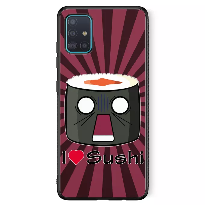 Coque pour téléphone portable Samsung Galaxy A51 5G Parodie Japon Culture I Love Sushi ! NOOOO !!