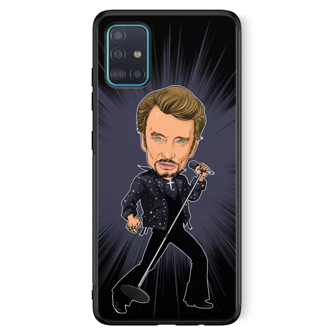Coque pour téléphone portable Samsung Galaxy A51 5G Parodie Caricature de Stars Caricature SD Manga Stars Vol.1 ! - Caricature Stars - Johnny Hallyday