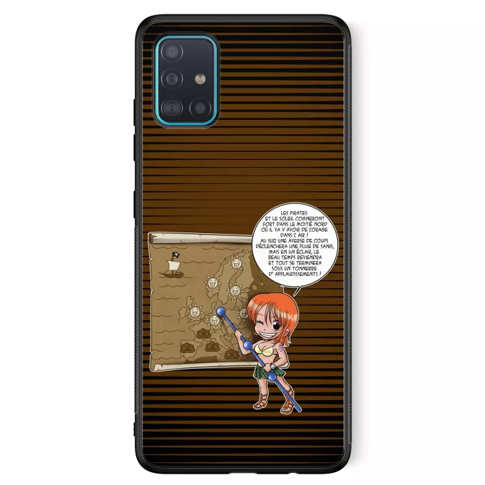 Coque pour téléphone portable Samsung Galaxy A51 5G Parodie One Piece Les prévisions de Météo Pirate pour le prochain épisode ! - Nami