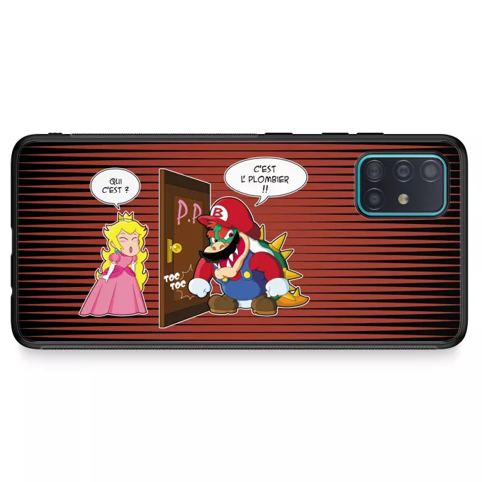 Coque pour téléphone portable Samsung Galaxy A51 5G Parodie Super Mario C'est l'plombier ! - Bowser, Princesse Peach