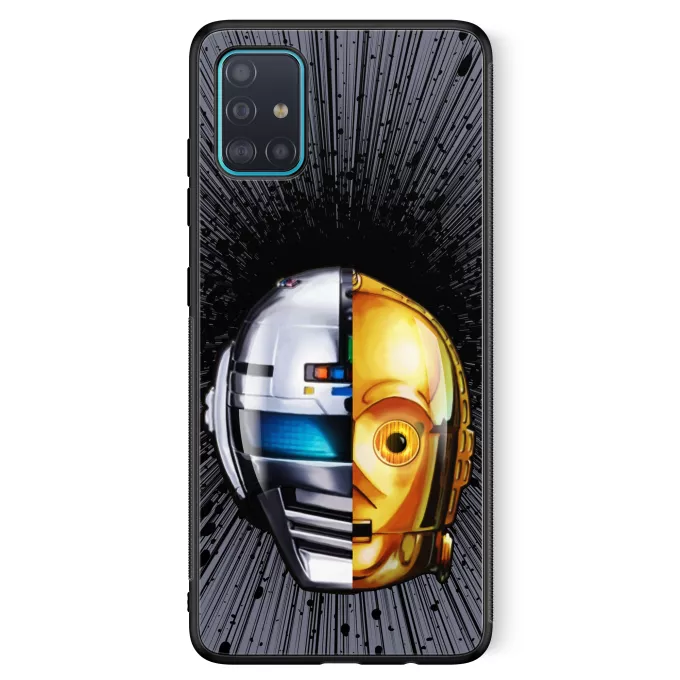 Fodral för Samsung Galaxy A51 5G Parodi Stjärnornas krig C-3PO och Space Sheriff Gavan