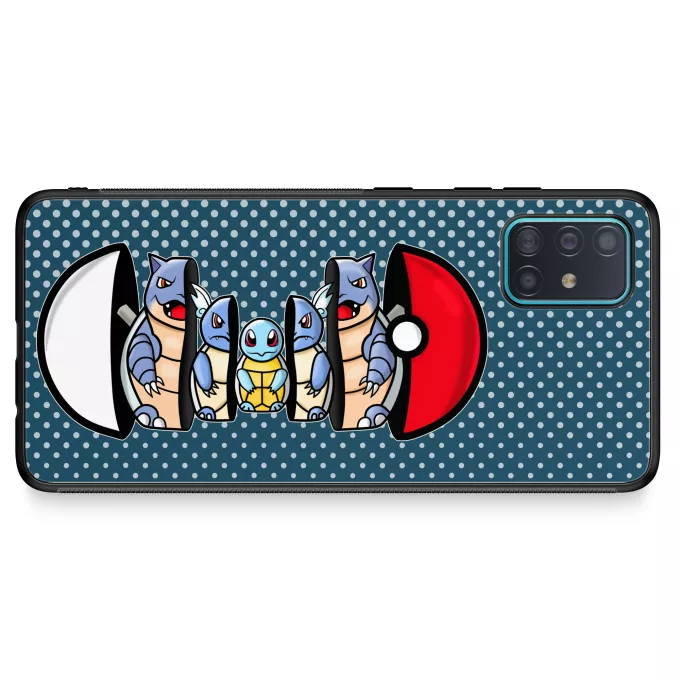 Fodral för Samsung Galaxy A51 5G Parodi Pokémon Squirtle, Wartortle och Blastoise