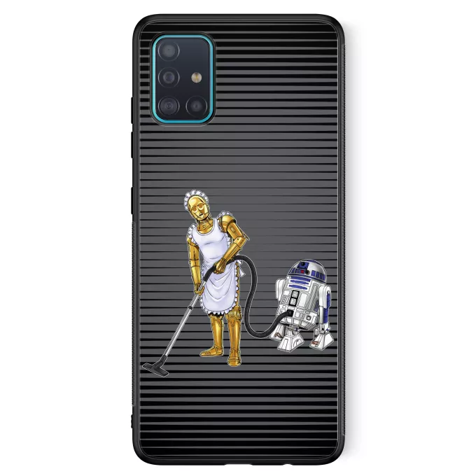 Funda para Samsung Galaxy A51 5G Parodia Star Wars R2-D2 y C-3PO