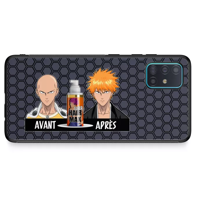 Coque pour téléphone portable Samsung Galaxy A51 5G Parodie One-Punch Man La solution Miracle pour retrouver une belle chevelure... :) - Saitama, Ichigo Kurosaki
