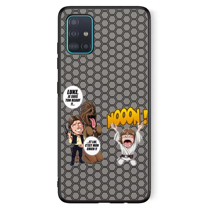 Coque pour téléphone portable Samsung Galaxy A51 5G Parodie Star Wars Luke Life Episode III : Un beauf carrément beauf :) - Luke Skywalker, Chewbacca, Han Solo