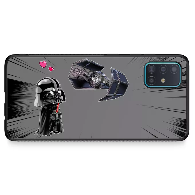 Fodral för Samsung Galaxy A51 5G Parodi Stjärnornas krig Tecknad SD Darth Vader och TIE Fighter Mini Drone