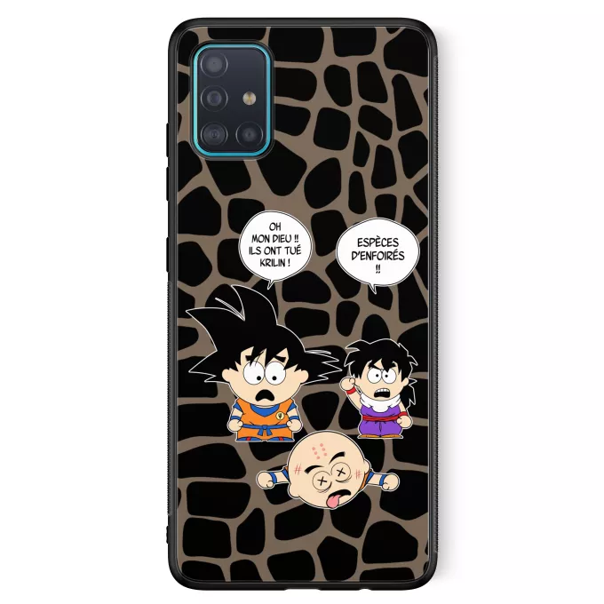 Coque pour téléphone portable Samsung Galaxy A51 5G Parodie Dragon Ball Z - DBZ Le comique de répétition... - Sangoku, Crilin, Sagohan