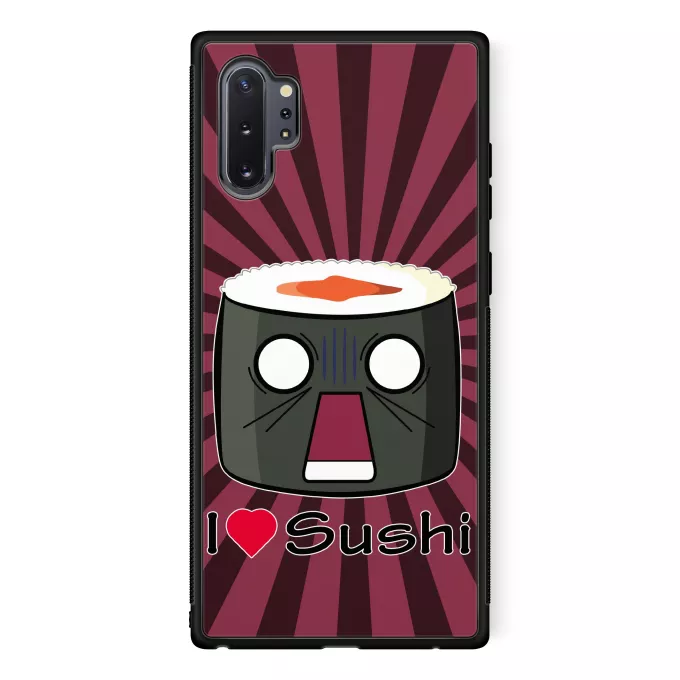 Coque pour téléphone portable Samsung Galaxy Note 10+ Parodie Japon Culture I Love Sushi ! NOOOO !!