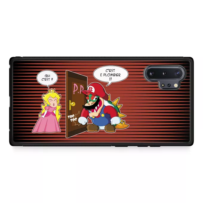 Coque pour téléphone portable Samsung Galaxy Note 10+ Parodie Super Mario C'est l'plombier ! - Bowser, Princesse Peach