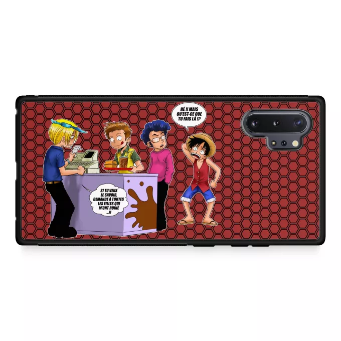 Coque pour téléphone portable Samsung Galaxy Note 10+ Parodie One Piece ça se passe comme ça chez les dragueurs... :) - Sanji, Luffy