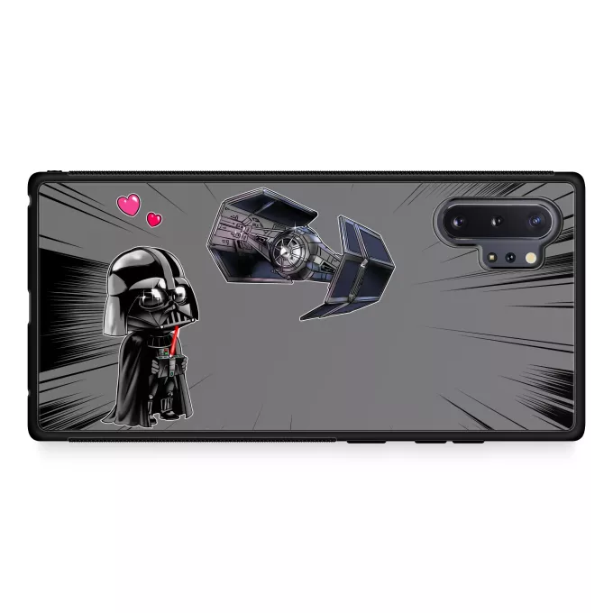 Fodral för Samsung Galaxy Note 10+ Parodi Stjärnornas krig Tecknad SD Darth Vader och TIE Fighter Mini Drone