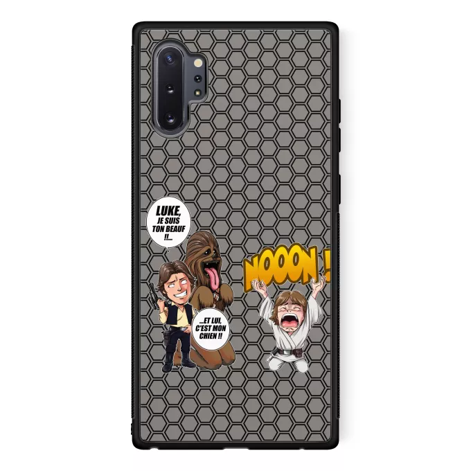 Coque pour téléphone portable Samsung Galaxy Note 10+ Parodie Star Wars Luke Life Episode III : Un beauf carrément beauf :) - Luke Skywalker, Chewbacca, Han Solo