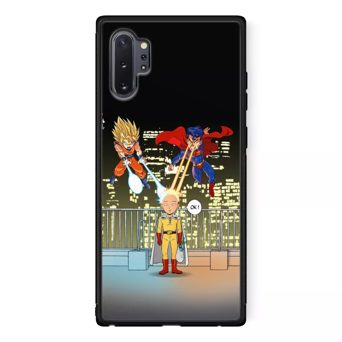 Fodral för Samsung Galaxy Note 10+ Parodi One-Punch Man Saitama, Son Goku och Stålmannen