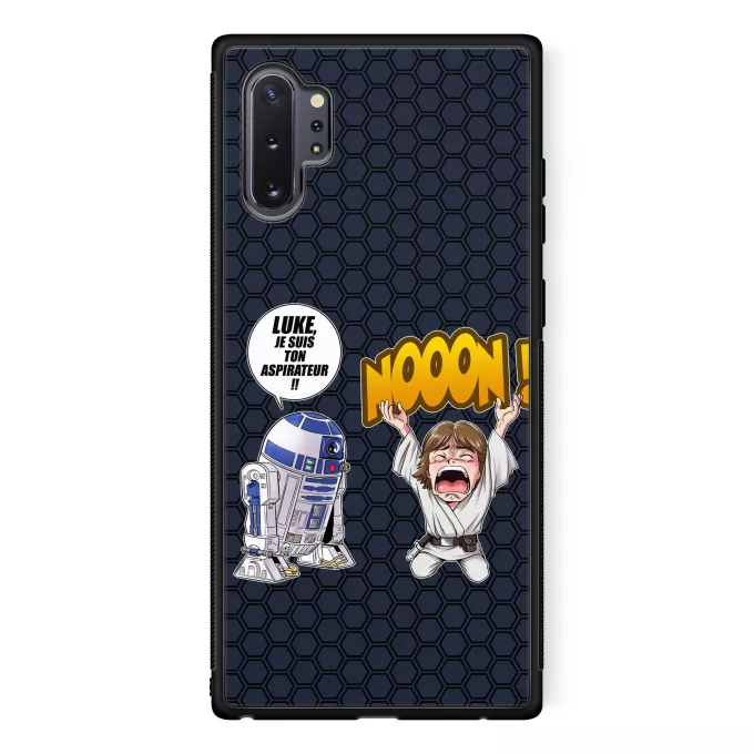 Coque pour téléphone portable Samsung Galaxy Note 10+ Parodie Star Wars Luke Life Episode V : un robot...ménager !! - Luke Skywalker, R2-D2