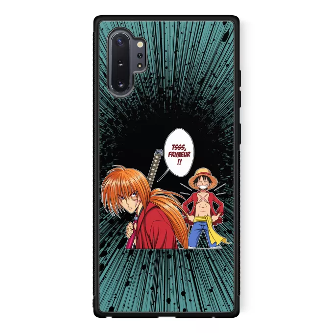 Coque pour téléphone portable Samsung Galaxy Note 10+ Parodie One Piece L'élève dépasse le Maître... - Kenshin, Luffy, Kenshin Himura, Rurouni Kenshin, Monkey D Luffy, Mugiwara no Luffy