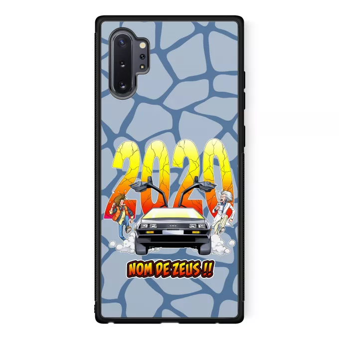 Coque pour téléphone portable Samsung Galaxy Note 10+ Parodie Retour vers le Futur Nom de Zeus, retournons dans le passé !! - Doc Brown et Marty MacFly