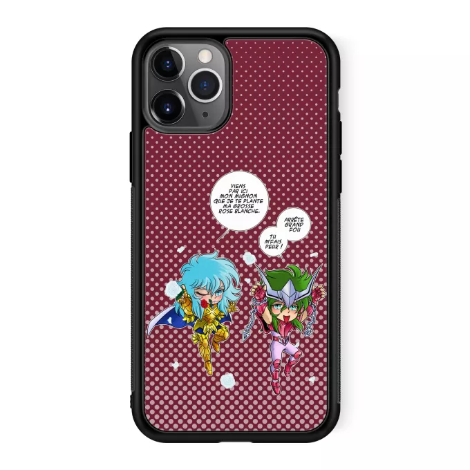 Coque pour téléphone portable iPhone 11 Pro Parodie Saint Seiya Attends que je t'attrape !! - Shun d'Andromède, Aphrodite chevalier d'or des Poissons