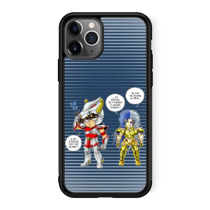 Coque pour téléphone portable iPhone 11 Pro Parodie Saint Seiya Une histoire de dingue... - Seiya de Pégase, Saga chevalier d'or des Gémeaux