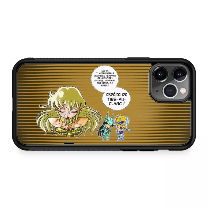 Coque pour téléphone portable iPhone 11 Pro Parodie Saint Seiya La technique interdite: le Roupillon du Lotus !! - Shiryu du Dragon, Hyoga du Cygne, Shaka
