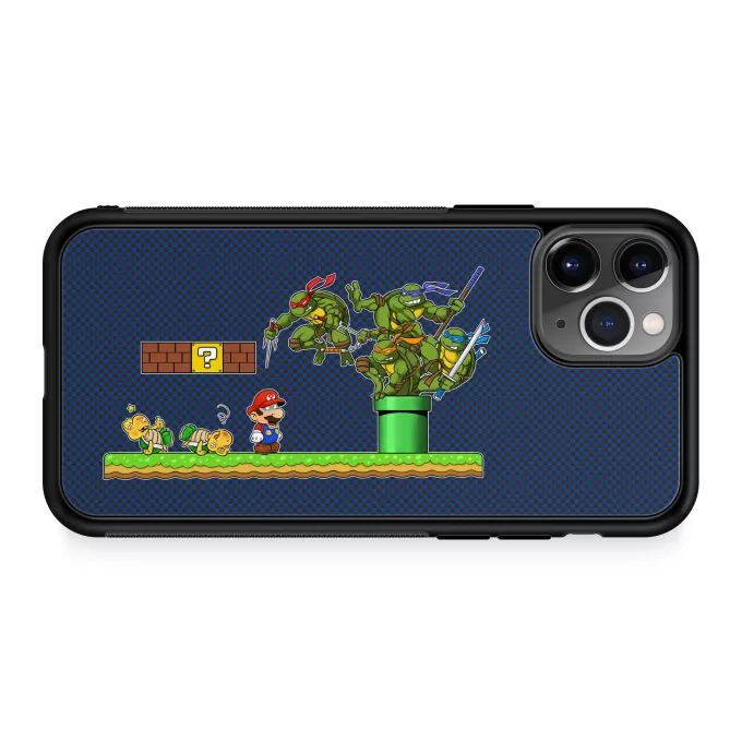 Estojo iPhone 11 Pro Paródia Super Mario Donatello, Michelangelo, Leonardo, Raphael e Super Mario