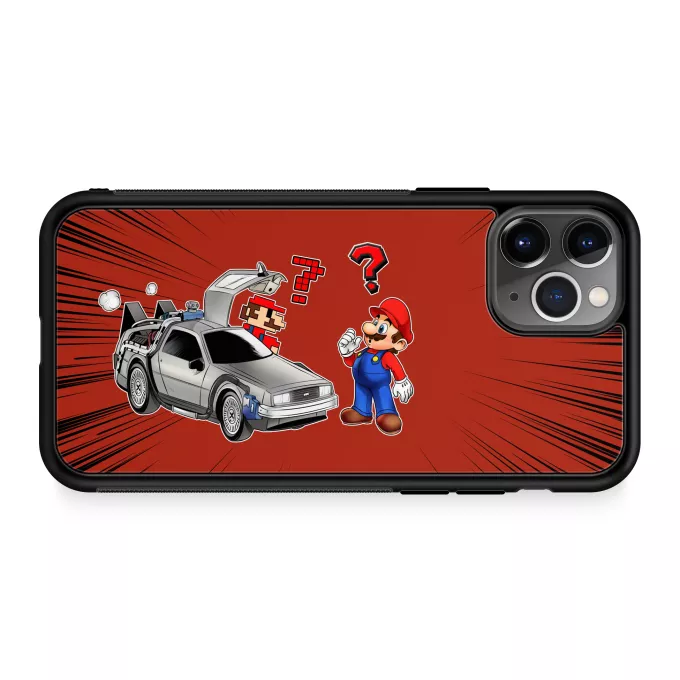Fodral för iPhone 11 Pro Parodi Super Mario Mario och Delorean