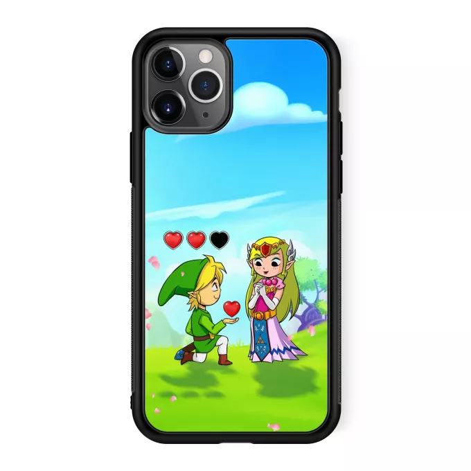 Estojo iPhone 11 Pro Paródia Zelda Link e PrincesaZelda