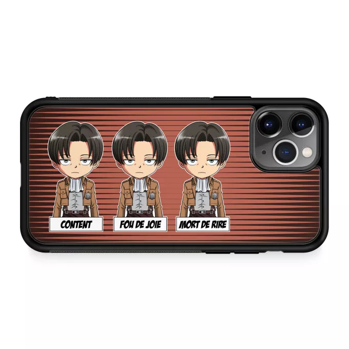 Coque pour téléphone portable iPhone 11 Pro Parodie L'attaque des Titans Invincible et...impassible ! - Livaï Ackerman Caporal-chef du bataillon d'exploration