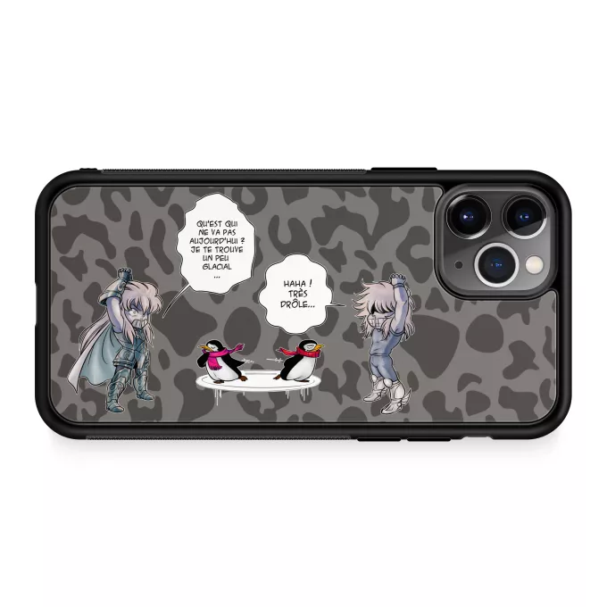 Coque pour téléphone portable iPhone 11 Pro Parodie Saint Seiya Des Relations glaciales entre un Maître et son élève ! - Camus chevalier d'or du Verseau, Hyoga du Cygne
