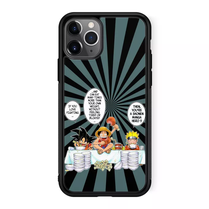 iPhone 11 Pro Phone Case Parody of Naruto Son Goku, Naruto and Luffy