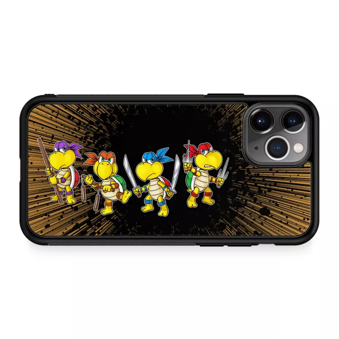 Estojo iPhone 11 Pro Paródia Super Mario Mario Vs Donatello,Raphael, Leonardo e Michelangelo