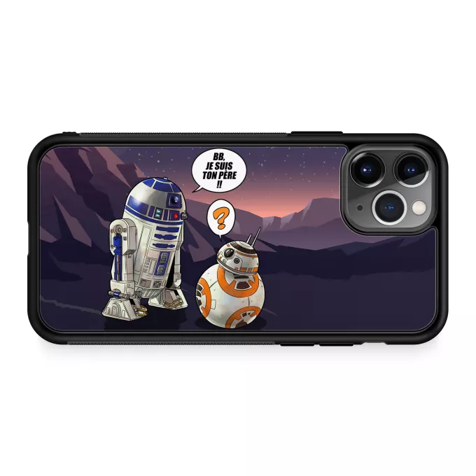 Coque pour téléphone portable iPhone 11 Pro Parodie Star Wars BB, je suis ton père !! - BB-8, R2-D2