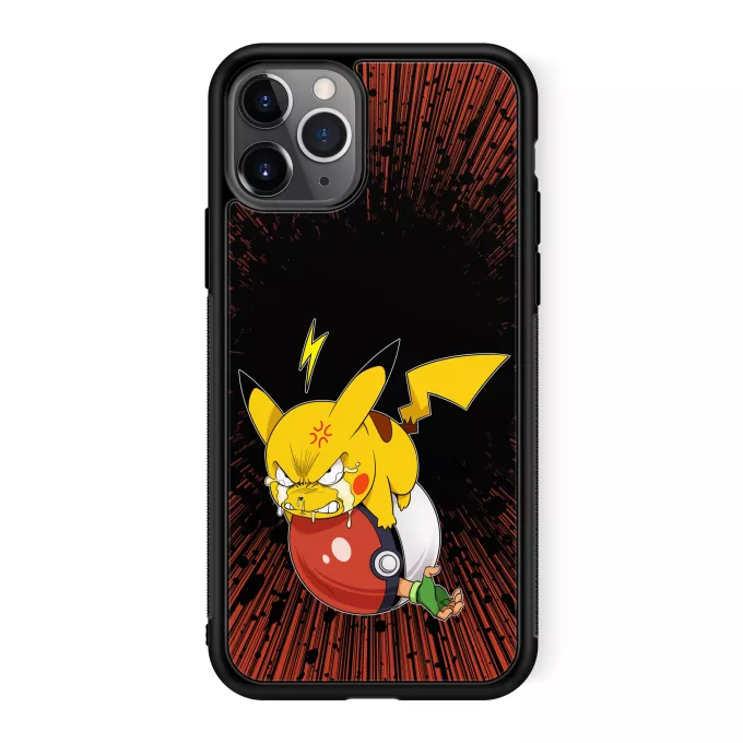 Estojo iPhone 11 Pro Paródia Pokémon Pikachu e Ash Ketchum