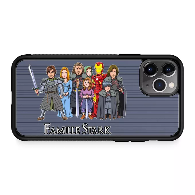 Coque pour téléphone portable iPhone 11 Pro Parodie Iron Man La Famille Stark au complet ! - Eddard, Catelyn, Robb, Sansa, Arya, Brian, Rickon, Tony Stark