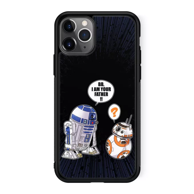Hoesje voor iPhone 11 Pro Parodie Star Wars R2-D2 en BB-8