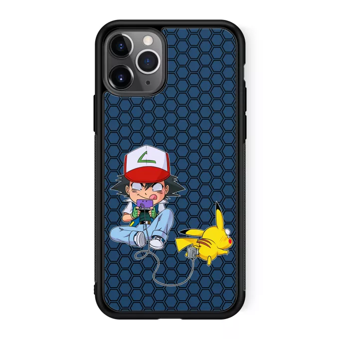 Funda para iPhone 11 Pro Parodia Pokémon Pikachu y Ash de Pokemon