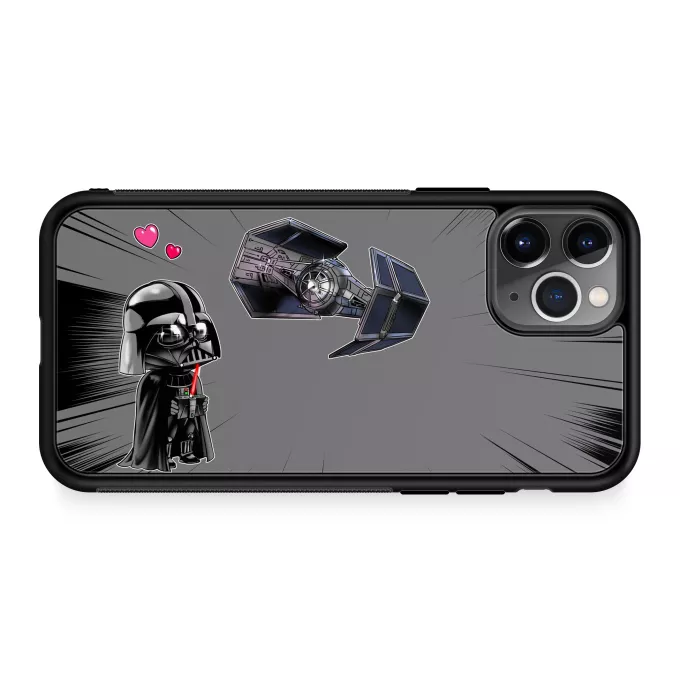 Fodral för iPhone 11 Pro Parodi Stjärnornas krig Tecknad SD Darth Vader och TIE Fighter Mini Drone