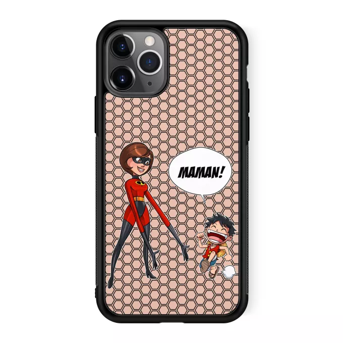 Coque pour téléphone portable iPhone 11 Pro Parodie One Piece Super Maman !! - Elasticgirl la Maman indestructible, Luffy