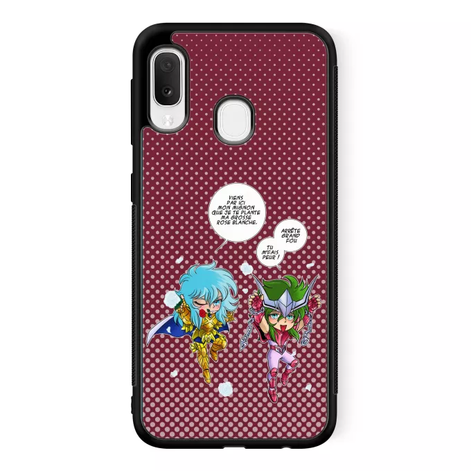 Coque pour téléphone portable Samsung Galaxy A20e Parodie Saint Seiya Attends que je t'attrape !! - Shun d'Andromède, Aphrodite chevalier d'or des Poissons
