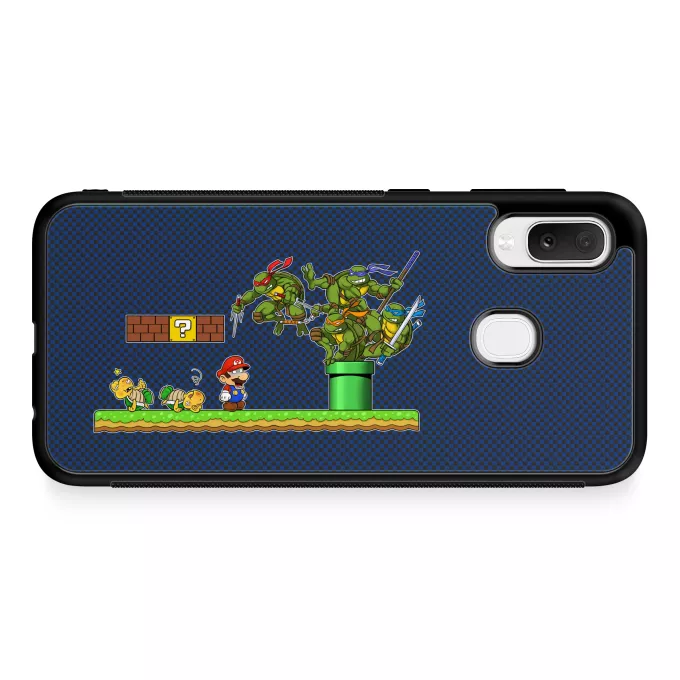 Estojo Samsung Galaxy A20e Paródia Super Mario Donatello, Michelangelo, Leonardo, Raphael e Super Mario
