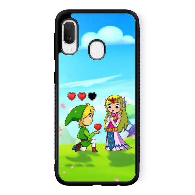 Estojo Samsung Galaxy A20e Paródia Zelda Link e PrincesaZelda