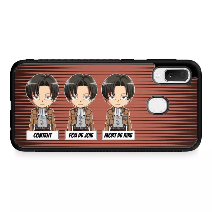 Coque pour téléphone portable Samsung Galaxy A20e Parodie L'attaque des Titans Invincible et...impassible ! - Livaï Ackerman Caporal-chef du bataillon d'exploration